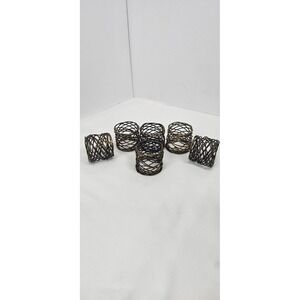 Set of 6 Brass Twisted Wire Mesh Napkin Rings / Holders Bird Nest‎